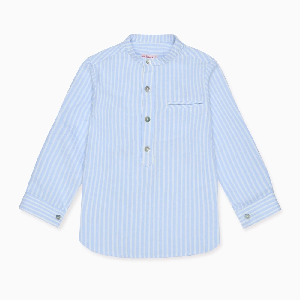 La Coqueta Boys Blue Striped Mateo Shirt NWOT